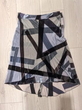 Vintage Kenneth Cole NY Silk Blend Velvet Geometric Midi Skirt Asymmetrical - Si